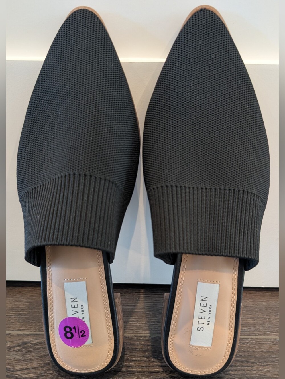 Steven New York Black Knit Pointed Toe Slip On Mules - Picture 3 of 8